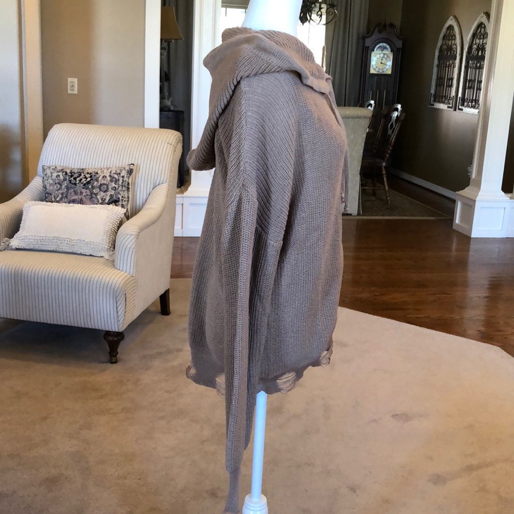 Oversized front zipper knitted hoodie sweater - Picture 11 of 16